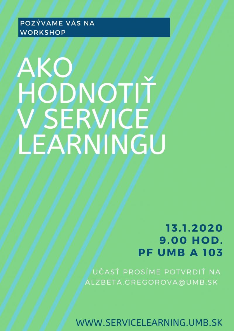Pozv&aacute;nka na workshop ako hodnotiť v service learningu 
