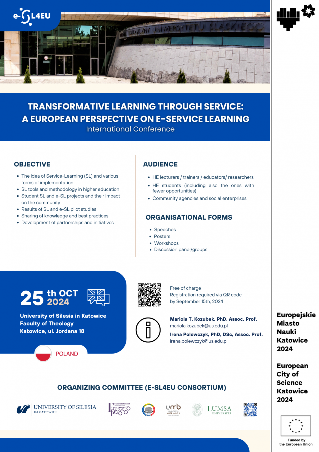 Pozv&aacute;nka na z&aacute;verečn&uacute; konferenciu projektu e-SL4EU: Transformative Learning Through Service: A European Perspective on E-Service Learning