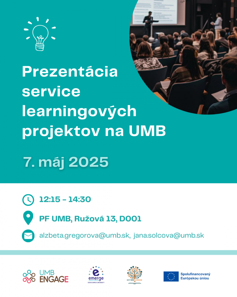 Pozv&aacute;nka na prezent&aacute;ciu service learningov&yacute;ch projektov na UMB