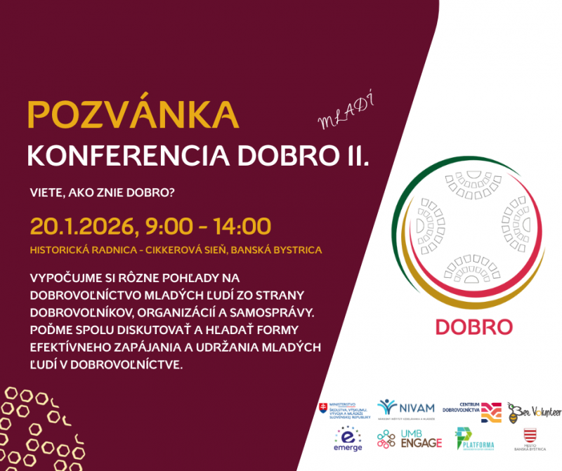 Konferencia DOBRO II.: Ako zap&aacute;jať mlad&yacute;ch ľud&iacute; do dobrovoľn&iacute;ctva efekt&iacute;vne a dlhodobo