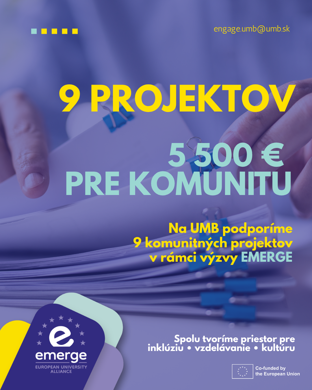 UMB podpor&iacute; 9 komunitn&yacute;ch projektov v r&aacute;mci v&yacute;zvy eur&oacute;pskej univerzitnej aliancie EMERGE 
