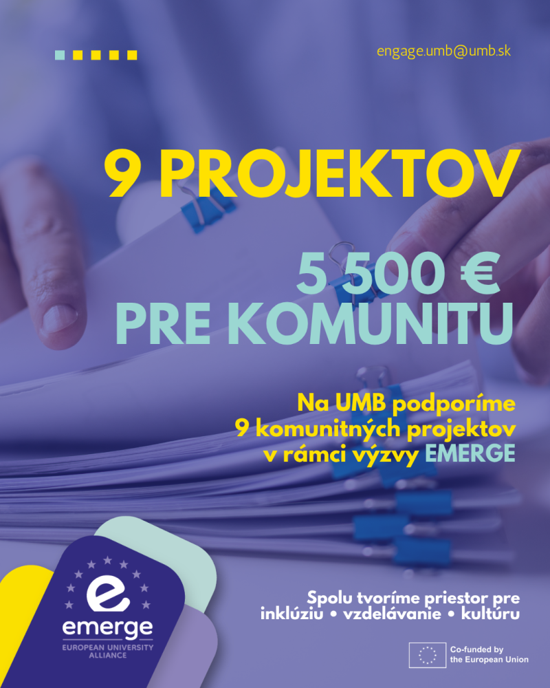 UMB podpor&iacute; 9 komunitn&yacute;ch projektov v r&aacute;mci v&yacute;zvy eur&oacute;pskej univerzitnej aliancie EMERGE 