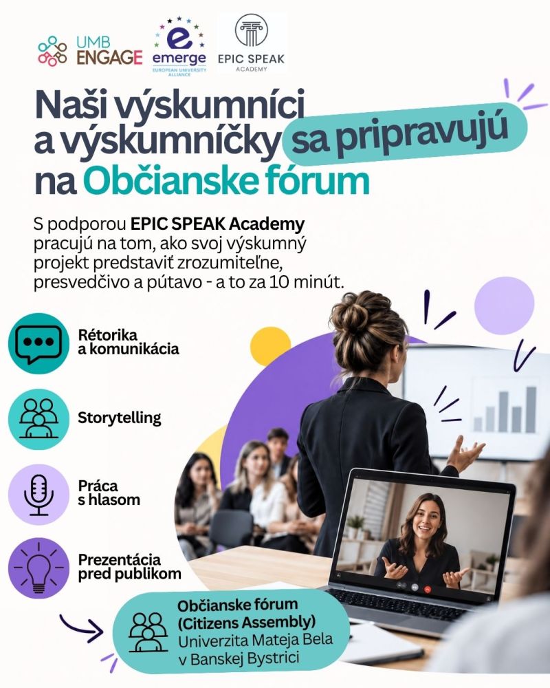 V&yacute;skumn&iacute;ci a v&yacute;skumn&iacute;čky UMB sa pripravuj&uacute; na Občianske f&oacute;rum s EPIC SPEAK